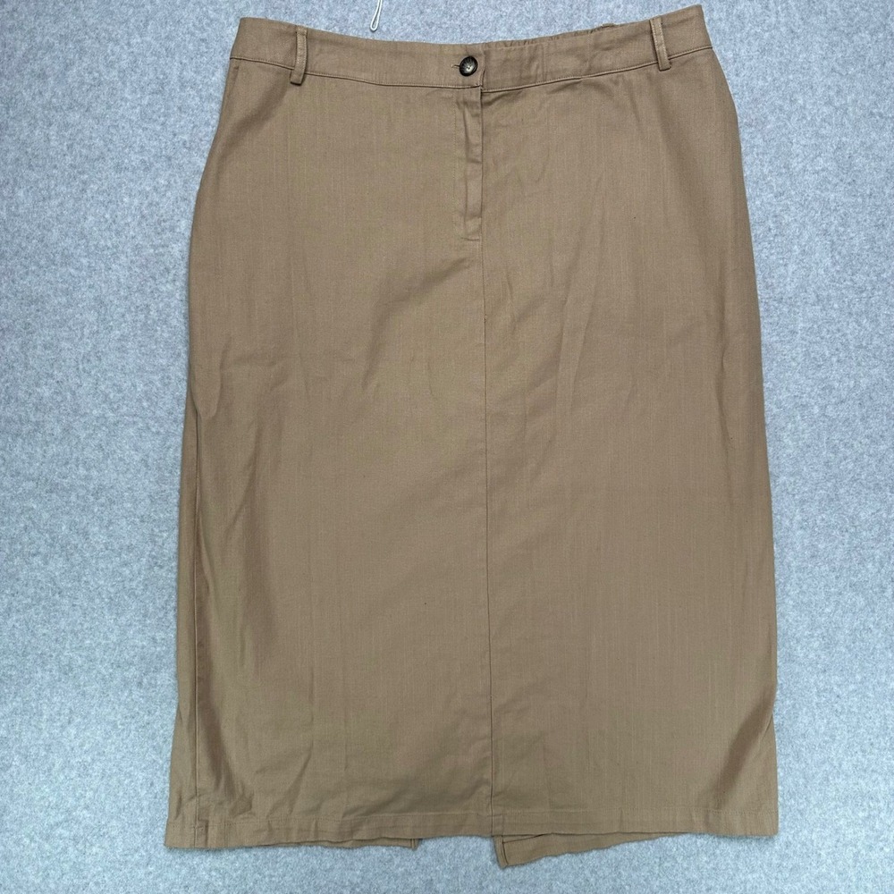 Self Contrast Anthropologie Khaki Midi Skirt Plus Size 2X Cotton Blend CS-9240